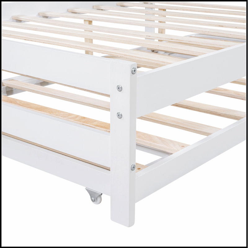 Lit plateforme tapissier avec lit gigogne et deux tiroirs pour un rangement et un confort accrus