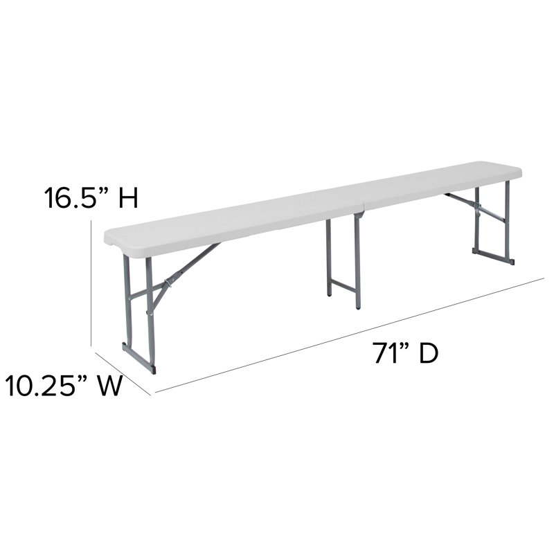 Kalish 10.25"W x 71"L Bi-Fold Granite White Plastic Bench with Carrying Handle