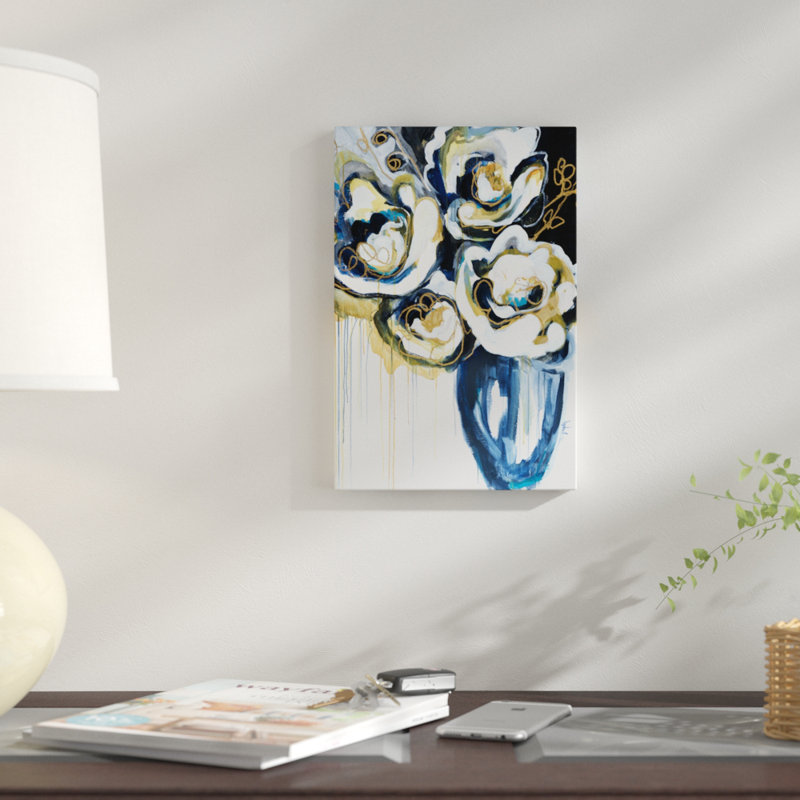 «Blooms in Sea Foam», reproduction sur toile, H 26 po x l 18 po x P 1,5 po, Pas de tapis, Toile tendue