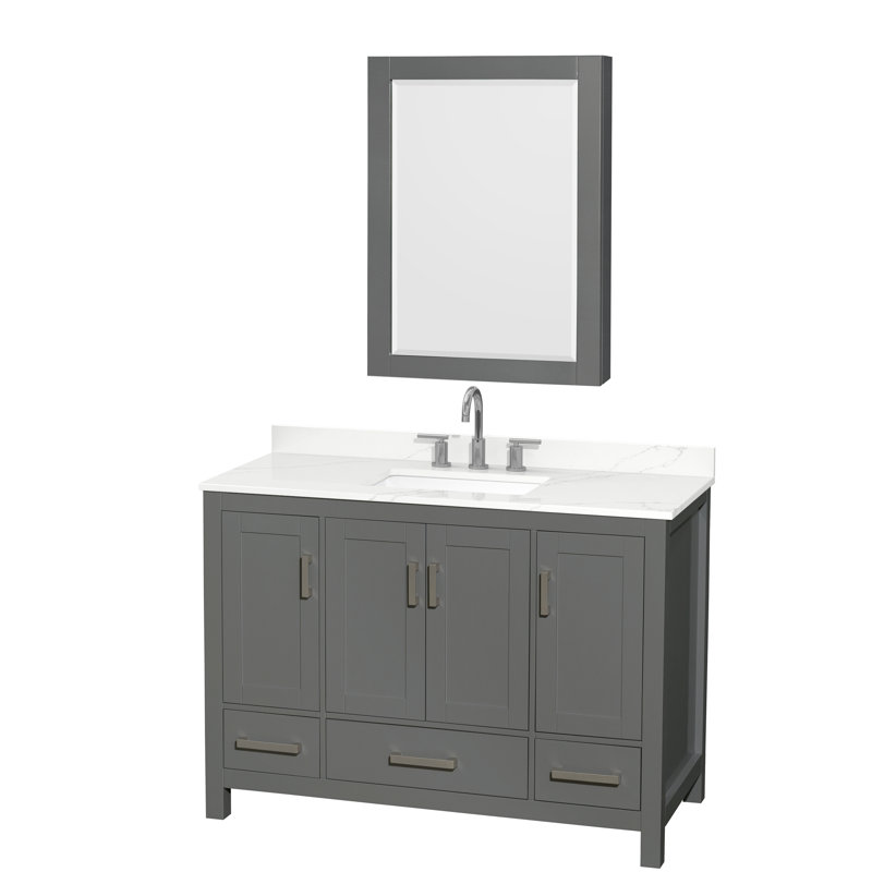 48 in. with Mirror Vanity, Giotto Quartz, Dark Gray, Widespread