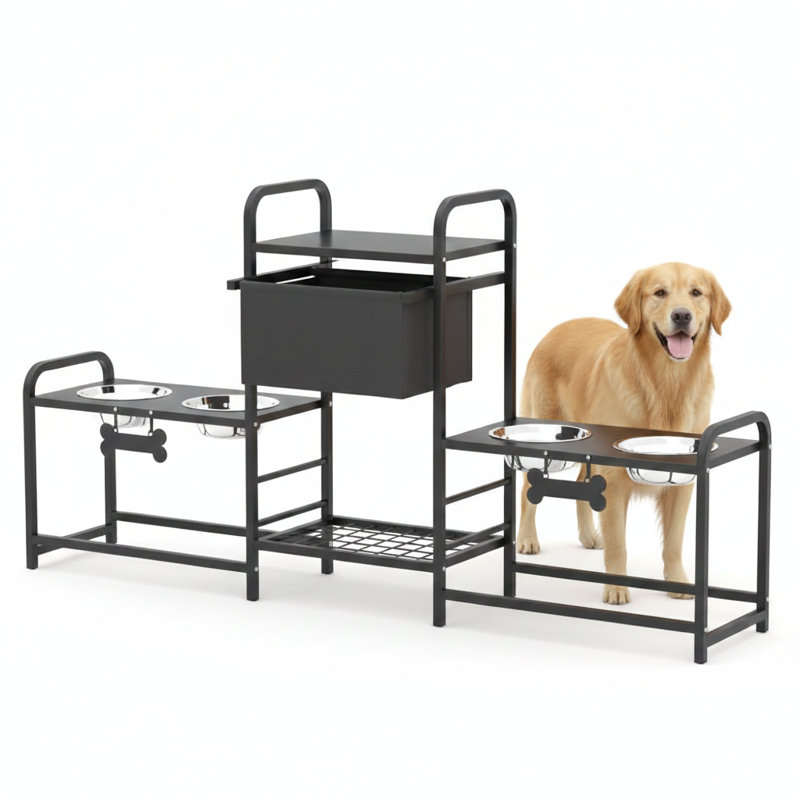 Station de repas pour animaux, support de bol avec hauteur réglable pour chiens