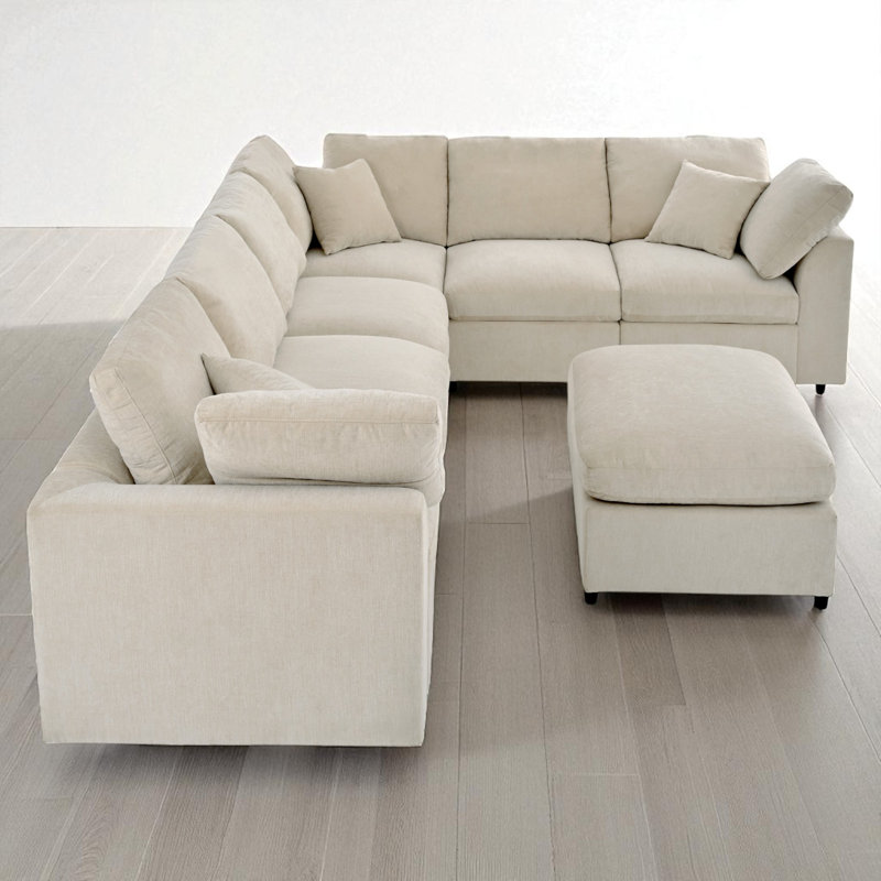 7 - Piece Upholstered Sectional, Beige