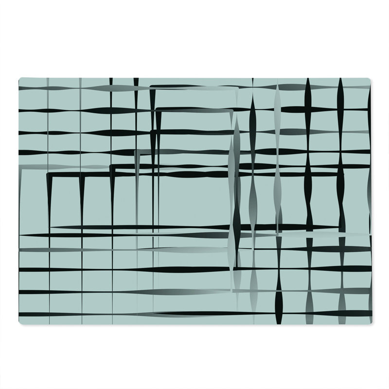 Planche à découper noire Ambesonne grande taille, art abstrait géométrique noir et blanc