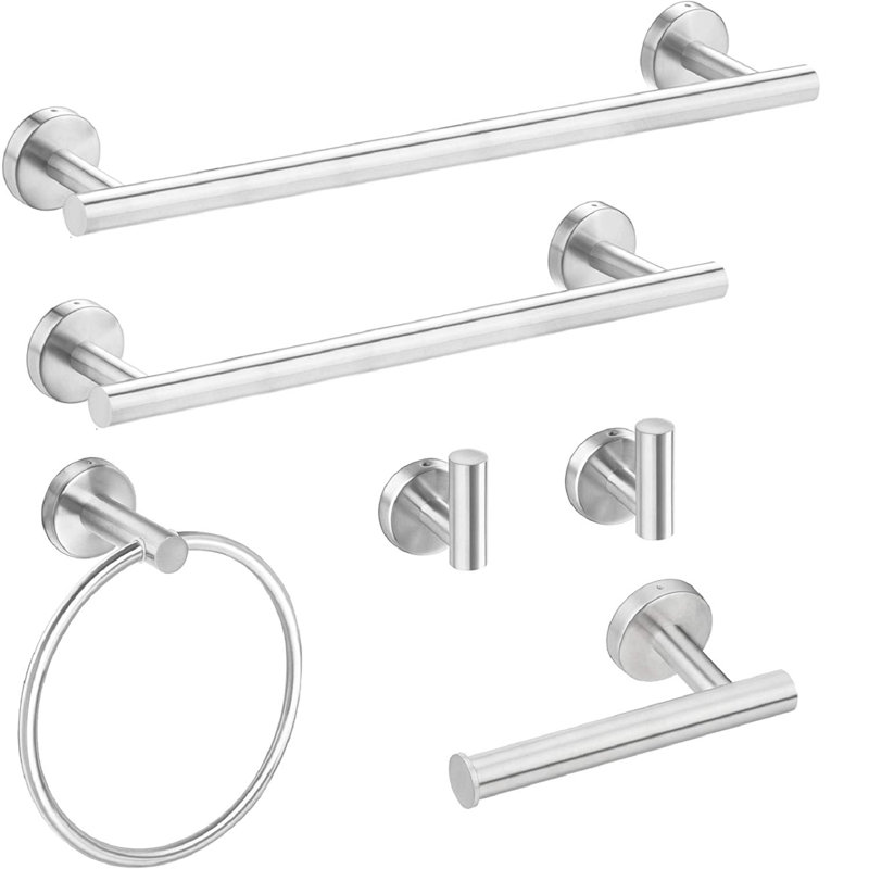 Gold 6 - Piece Bathroom Hardware Set, Silver