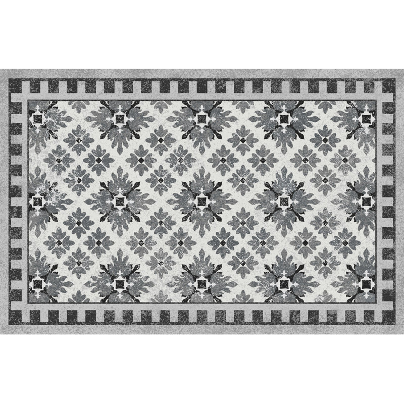 Un-Rug Kirkwood Blue Low Profile Kitchen Mat by Matterly , Rectangle 1'10" x 2'10", Blue