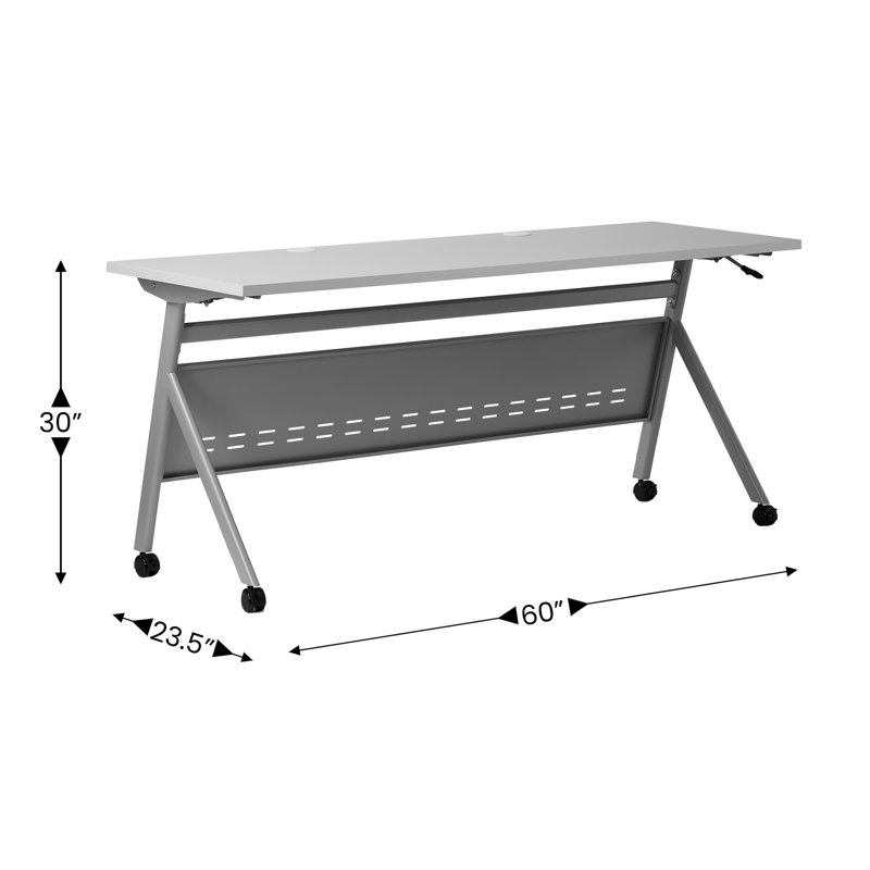 Commercial Nesting Flip Training Table With Steel Frame And Y-Legs, Grey, Grey