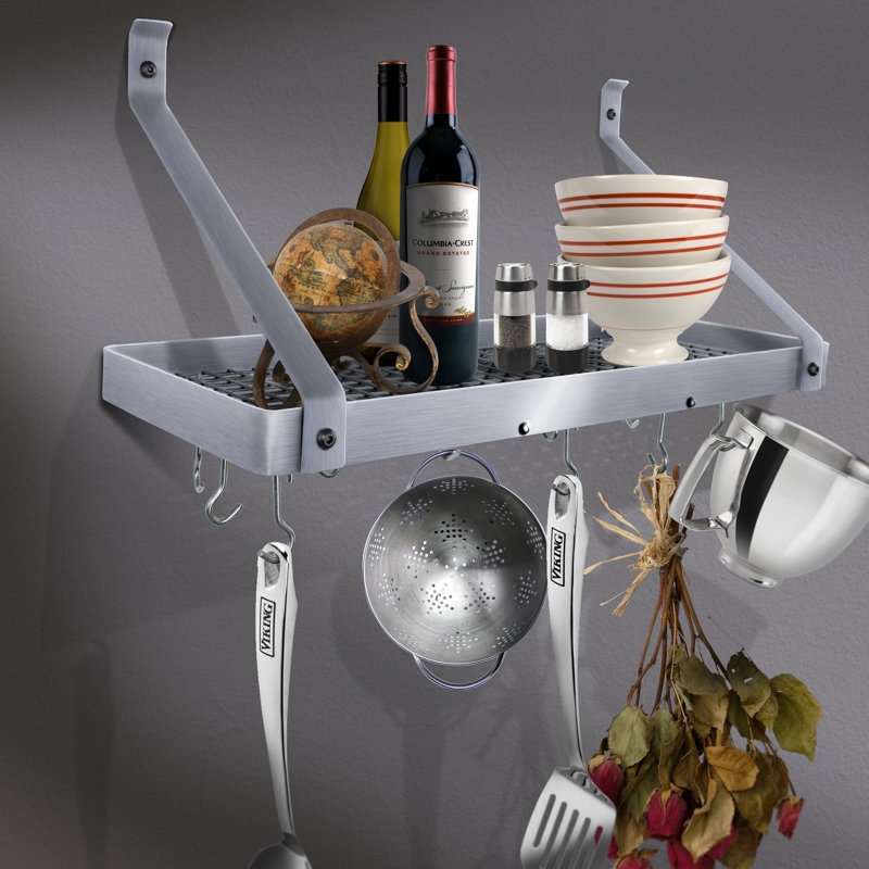 Handcrafted Gourmet Deep Stainless Steel Wall Mounted Pot Rack, 17 x 30 x 13