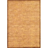 Hand Knotted Wool Floral Area Rug in L. Brown / L. Brown