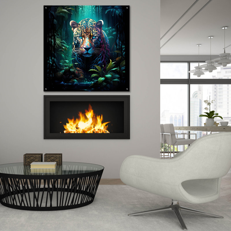 «Jaguar» par r3darch0n, art mural en verre acrylique, H 12 po x l 12 po x P 0,13 po