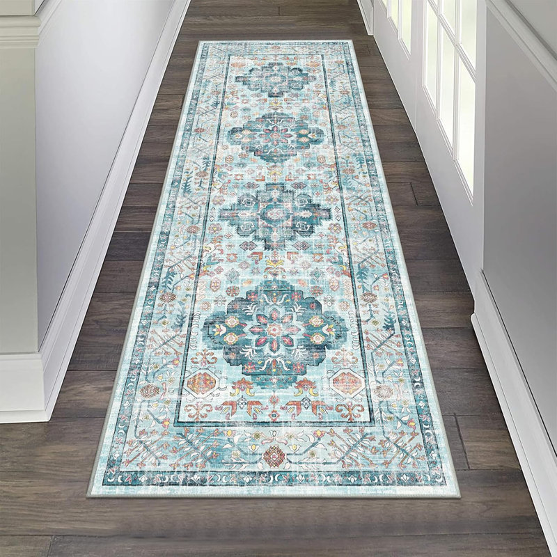 Area Rug, Blue/Red/Yellow, Runner 2' x 5'11"