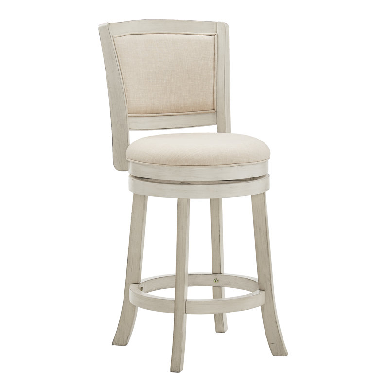 Tabouret de bar et de comptoir pivotant Ametra, Tabouret de comptoir (siège d'une hauteur de 24,3, Blanc antique, Beige