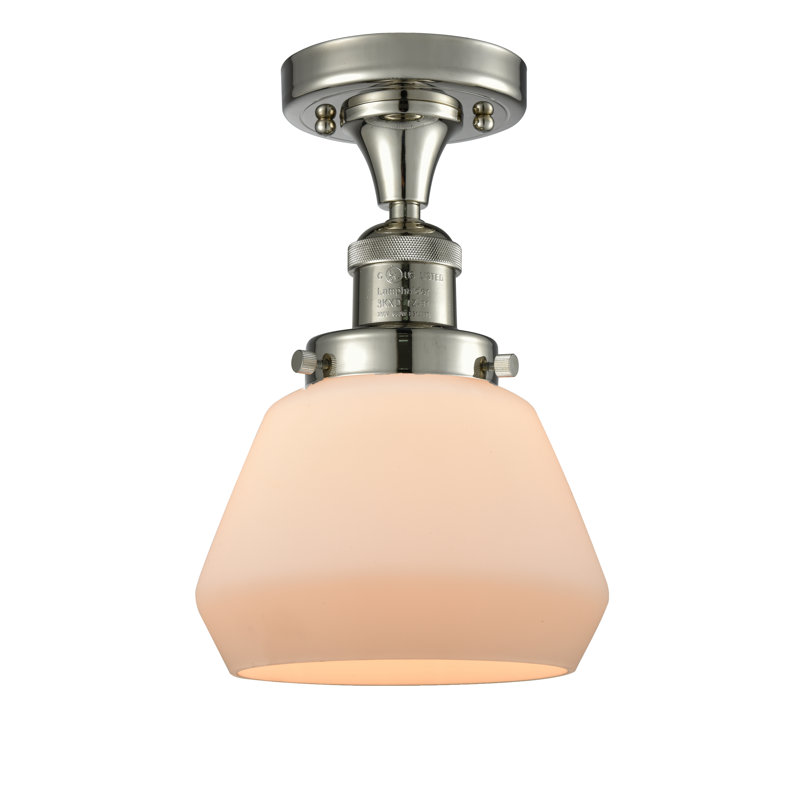 Chill Glass Semi Flush Mount, Polished Nickel, Matte White Cased
