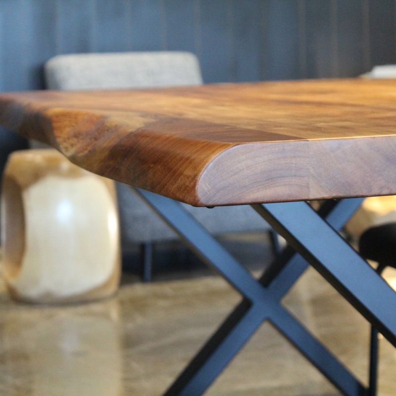 Coudgo Live Edge Dining Table, Black/Grey/Brown, 30" H x 72" L x 40" W, Black