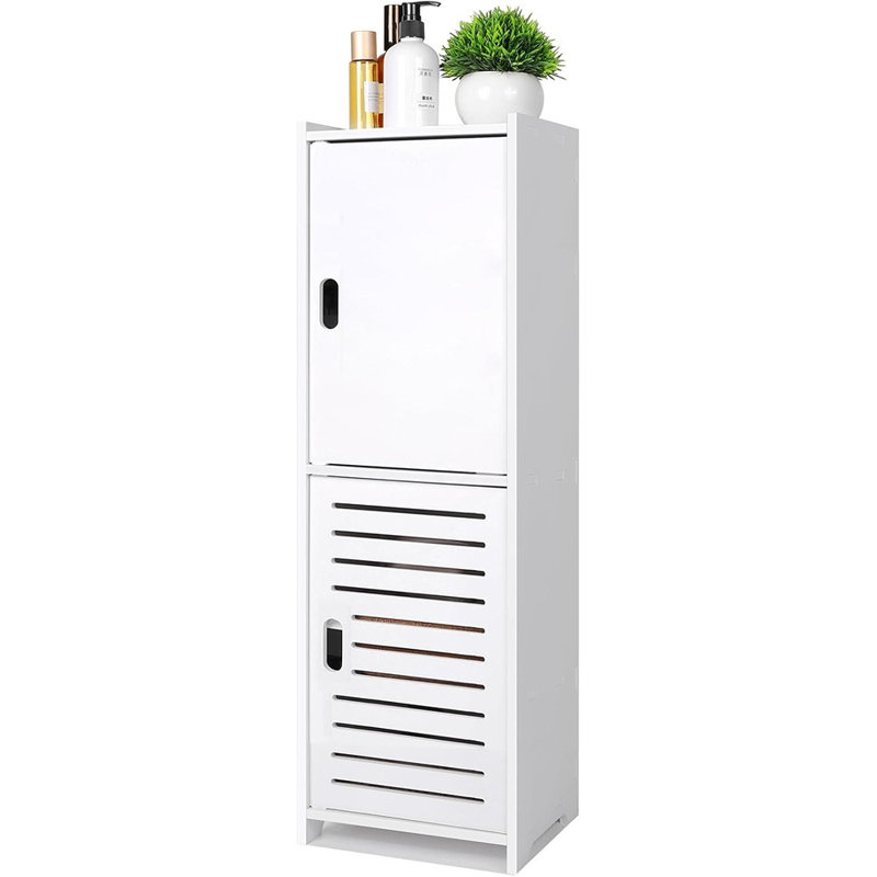 White Bathroom Cabinet, Floor Standing With Side Storage, Corner...