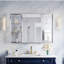 Armoire à pharmacie encastrée ou en saillie en aluminium avec miroir biseauté et tablette ouverte, 112 cm (L) x 76 cm (H).-1326510170-1326510169