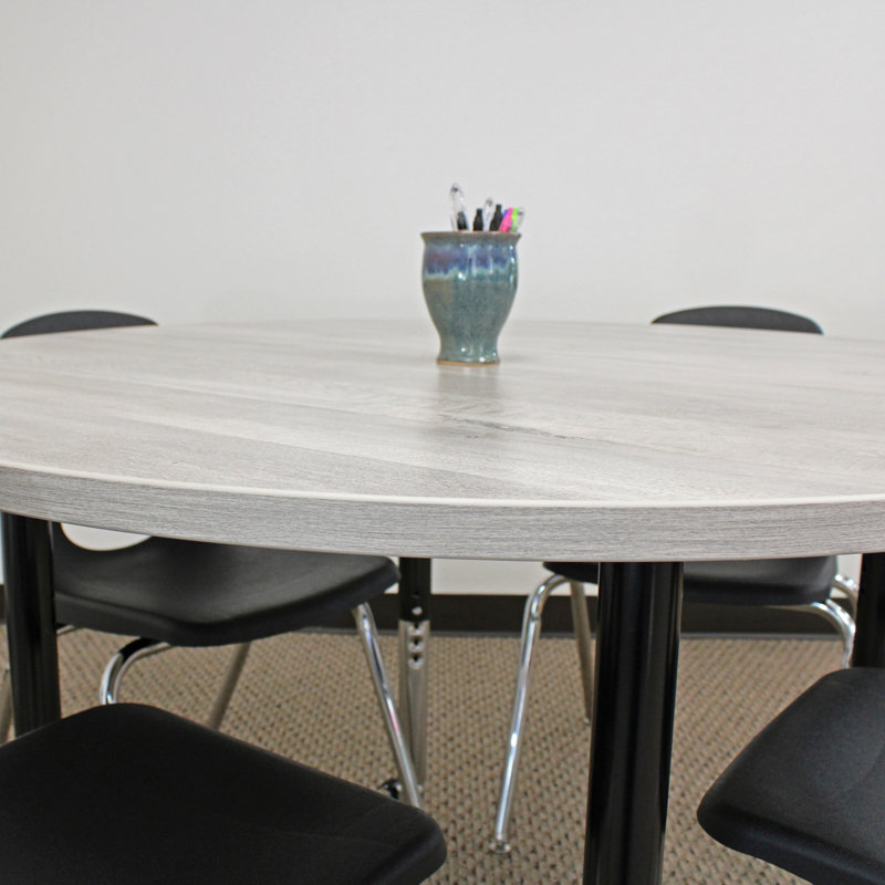 Table d'activité avec pieds réglables La Madera, Sable asiatique / argent, Roulement pivotant standard