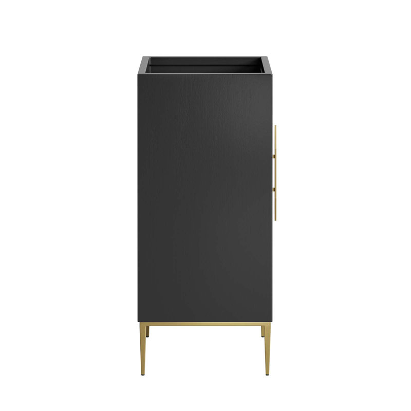 Black Solid Wood and MDF Single Bathroom Vanity Cabinet with Gold Base