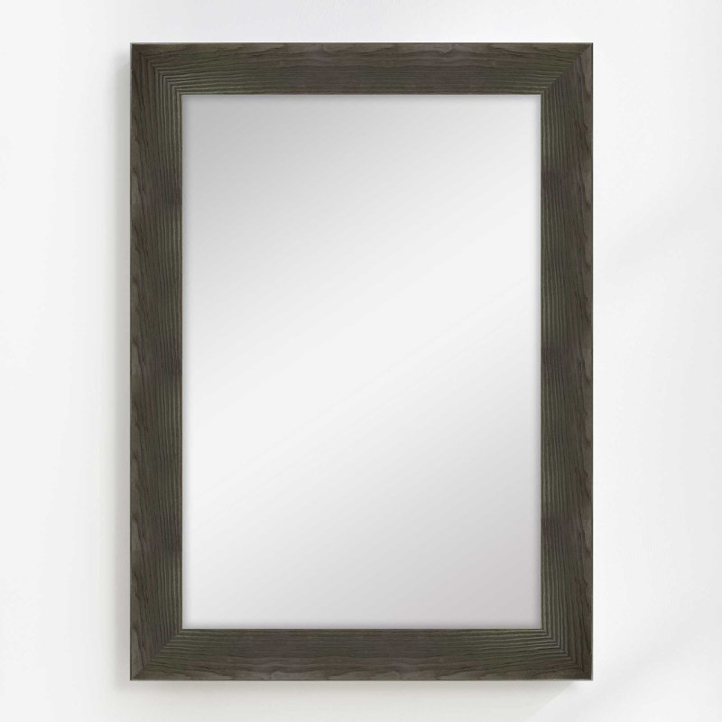 Arber Solid Wood Flat Mirror, Charcoal Black, 43" x 31"