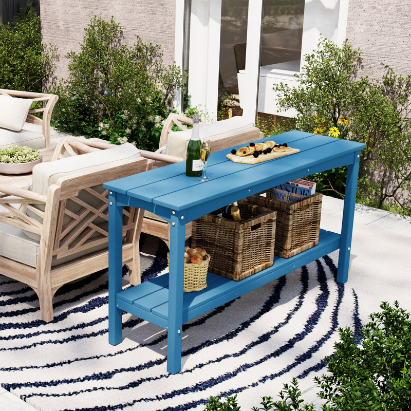 Armentha 55.5" W Outdoor Buffet Table, Blue