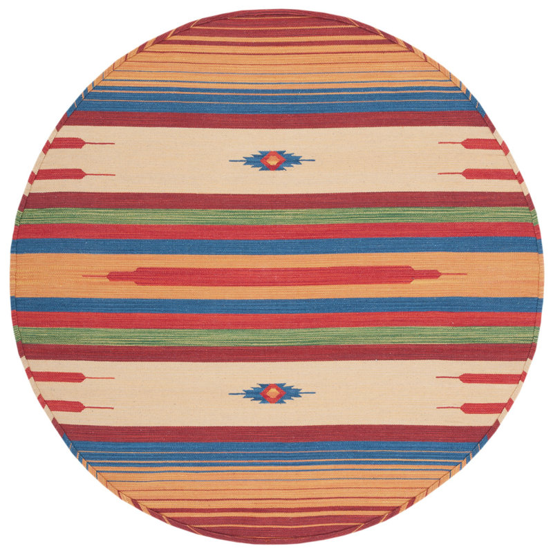 Barefield Hand Woven Southwestern Area Rug, Round 6'