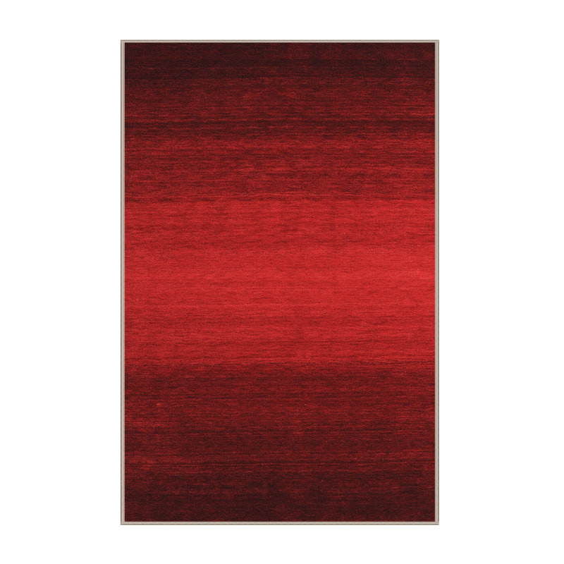 Tapis abstrait rouge tissé à la machine Deyona, Rectangle 6 pi x 9 pi