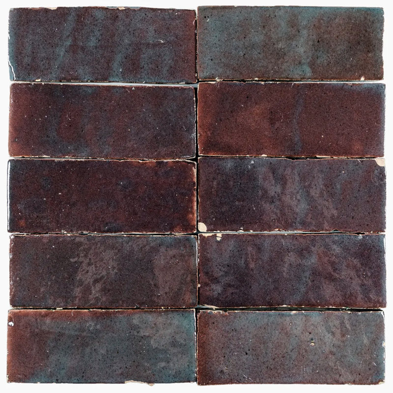 Carreau de céramique cerise zellige, 6 po x 2 po