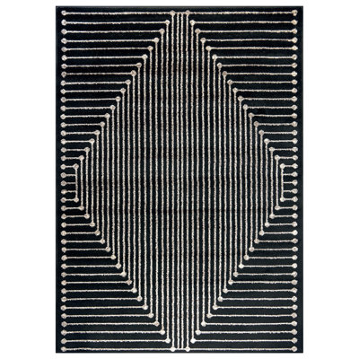 Modern Black And Cream Geometric Area Rug