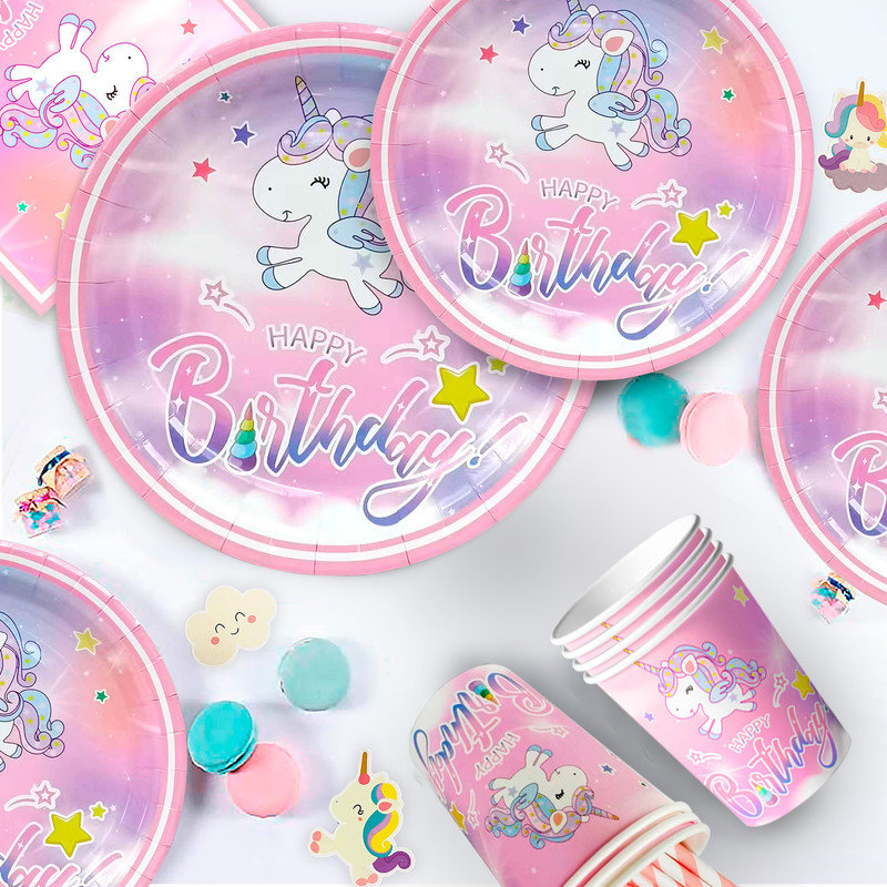 Unicorn Party Supplies,116pcs Unicorn Party Decorations&Unicorn Birthdays Tableware Set