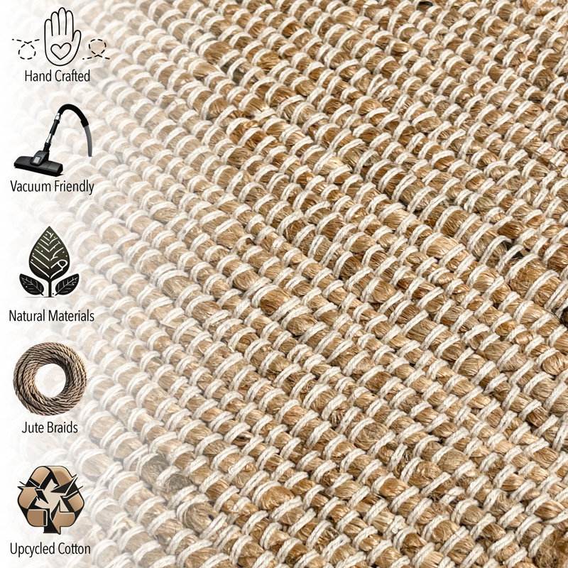 Aleksei Jute Area Rug, Rectangle 5' x 7', Beige