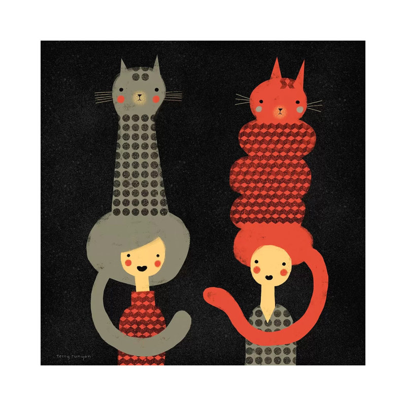 Cat Dos by Terry Runyan - Floater Frame Print on Canvas, 45.72 cm H x 45.72 cm W x 1.91 cm D, Wrapped Canvas