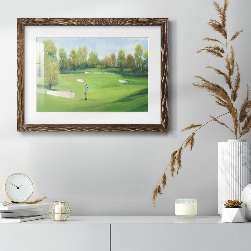 Fairway Shot II - reproduction encadrée rustique avec tableau mat, Noyer, H 26 po x l 38 po