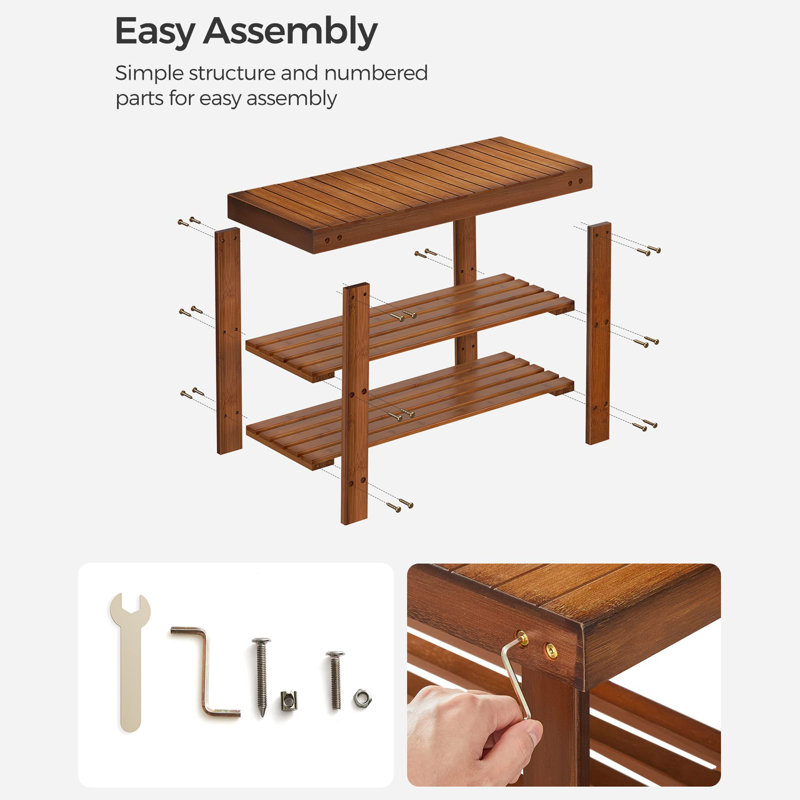 Mercidieu Bamboo Bench, Light Walnut