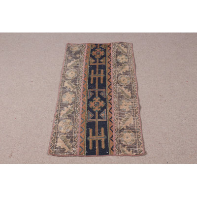 Small Turkish Rug in Vintage Patchwork Oushak Design With Natural Pastel Wool For Entry Floor