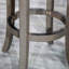 Tabouret de bar 30 po, finition gris patiné, siège en cuir gris français-1672603162