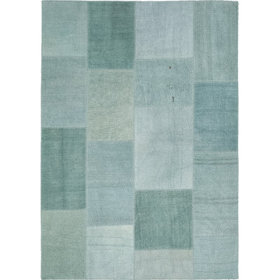 Tapis bleu en coton noué à la main Atonal