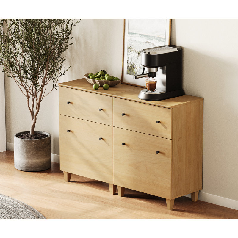 Lysiane Solid Wood 2 - Door Accent Cabinet, Oak