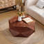 Table basse 36,61 po de style rétro avec plateau escamotable Polygon, espace caché rabattable, table basse cylindrique en placage de bois massif avec rangement pour le salon, la chambre à coucher et le bureau, rougeâtre