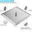 Douche carrée de 40 cm (16 po) - Acier inoxydable, haute pression, buses anti-obstruction, rotation à 360°, finition nickel brossé, pommeau de pluie 40 cm (16 po), acier inoxydable 304, réglable, revêtement anticorrosion