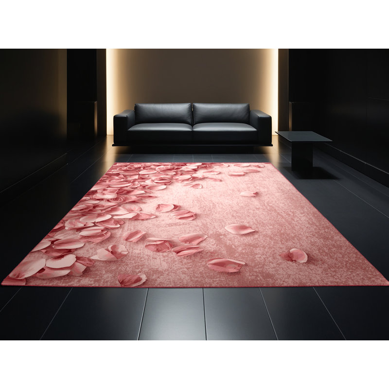 Tapis rose doux et moelleux à motif abstrait moderne et contemporain Festa Valentines, 4 x 2