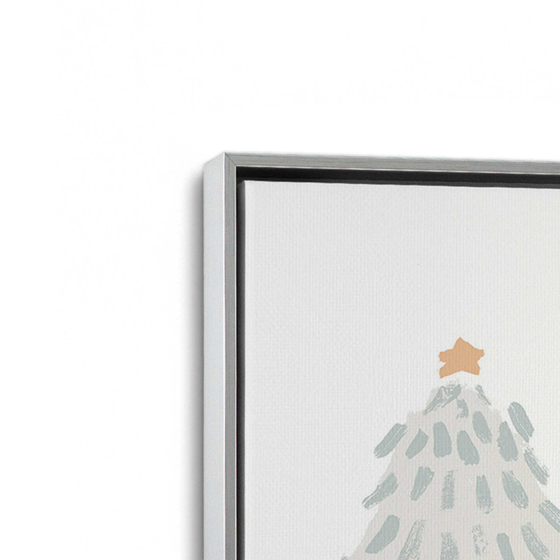 Playful Christmas Trees I Print on Canvas, 18.75" H x 12.75" W, Silver Floater Framed
