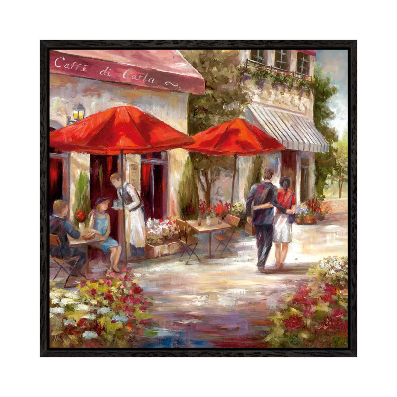Café Afternoon I by Nan - Painting on Canvas, 45.72 cm H x 45.72 cm W, Black Framed