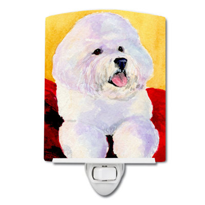 Éclairage de nuit en céramique bichon bichon frisé