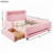 Full Size Upholstered Platform Bed with Storage Drawers, LED Light Strip & USB Charging Port, Pink-1623579177-1623579190