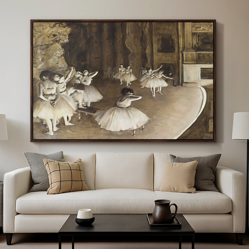 La répétition du ballet sur scène, 1874 - Edgar Degas, toile tendue avec châssis, 26 x 40, Noyer