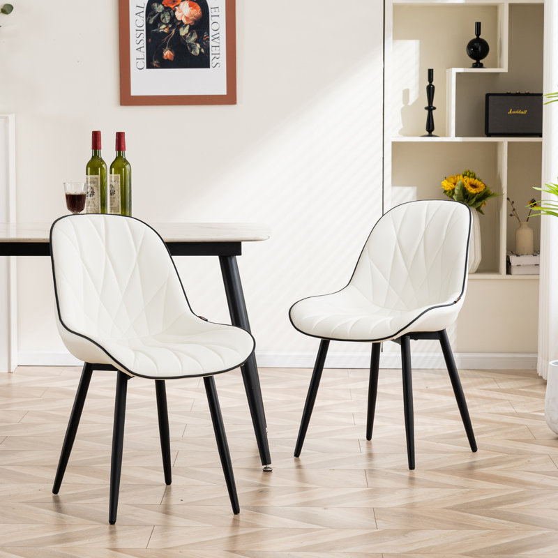 Chaise d'appoint rembourrée en similicuir Chardee, Blanc