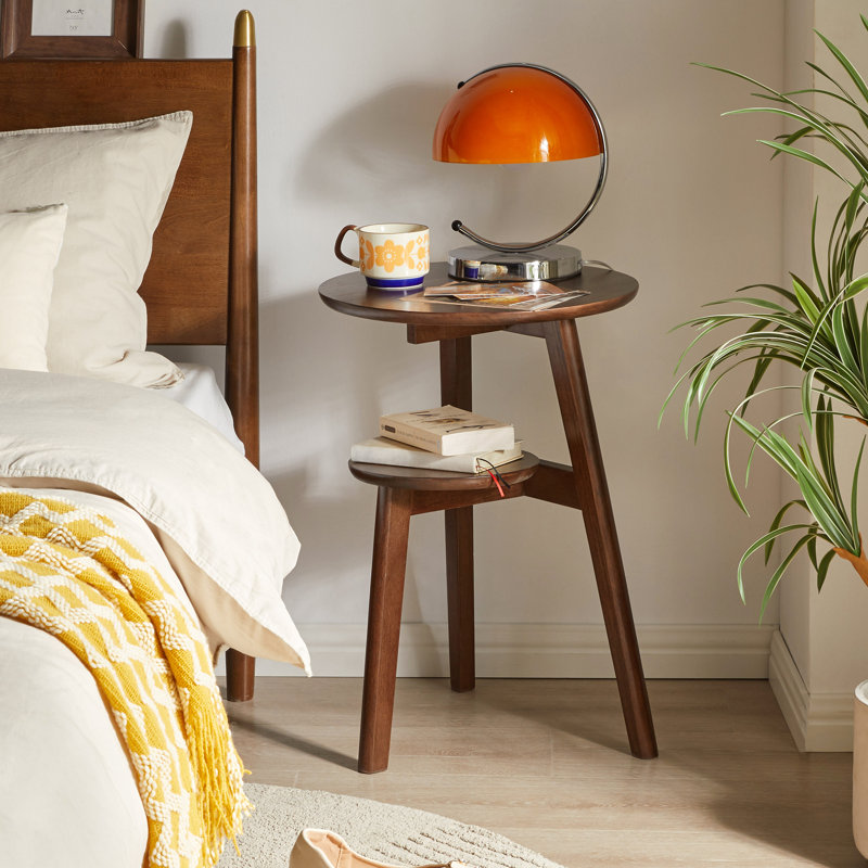 Tables de bout Tier Storage, table compacte moderne en bois de noyer massif