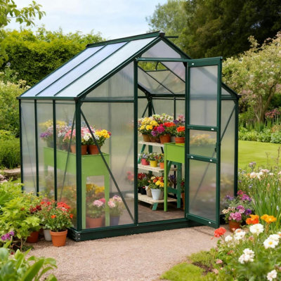 Serre 6 po x 6 po pour l'extérieur, serre en aluminium et polycarbonate