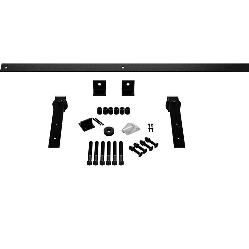 Ensemble de quincaillerie pour porte de grange standard Premium, Noir mat, 84 po