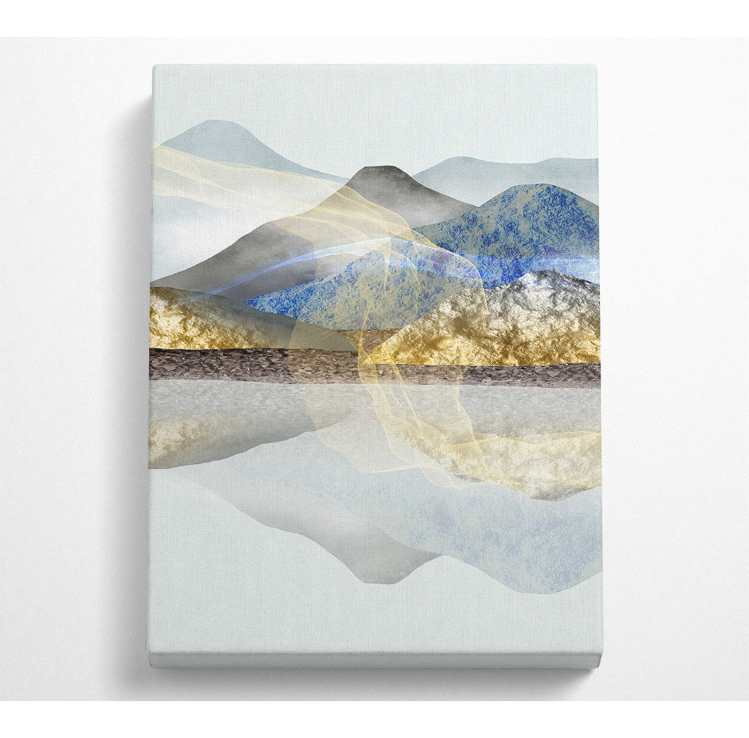 Blue And Gold Mountins - No Frame Kunstdrucke auf Leinwand