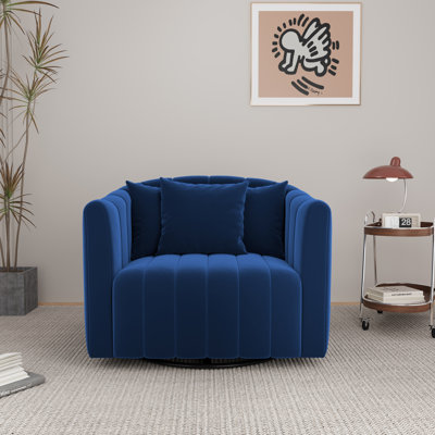 40.3" W Upholstered Swivel Accent Barrel Chair